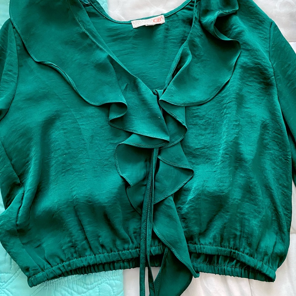 Crop top gianni bini dark green top